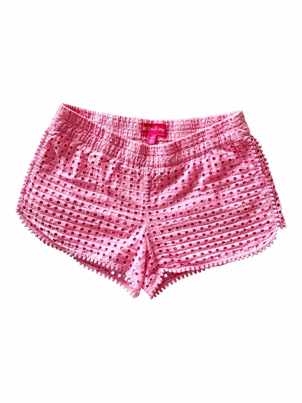 Lilly Pulitzer Pink Eyelet Shorts with Signature Label